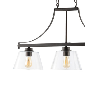 Jayden 36" Industrial Farmhouse Iron/Glass Linear LED Pendant - JONATHAN Y